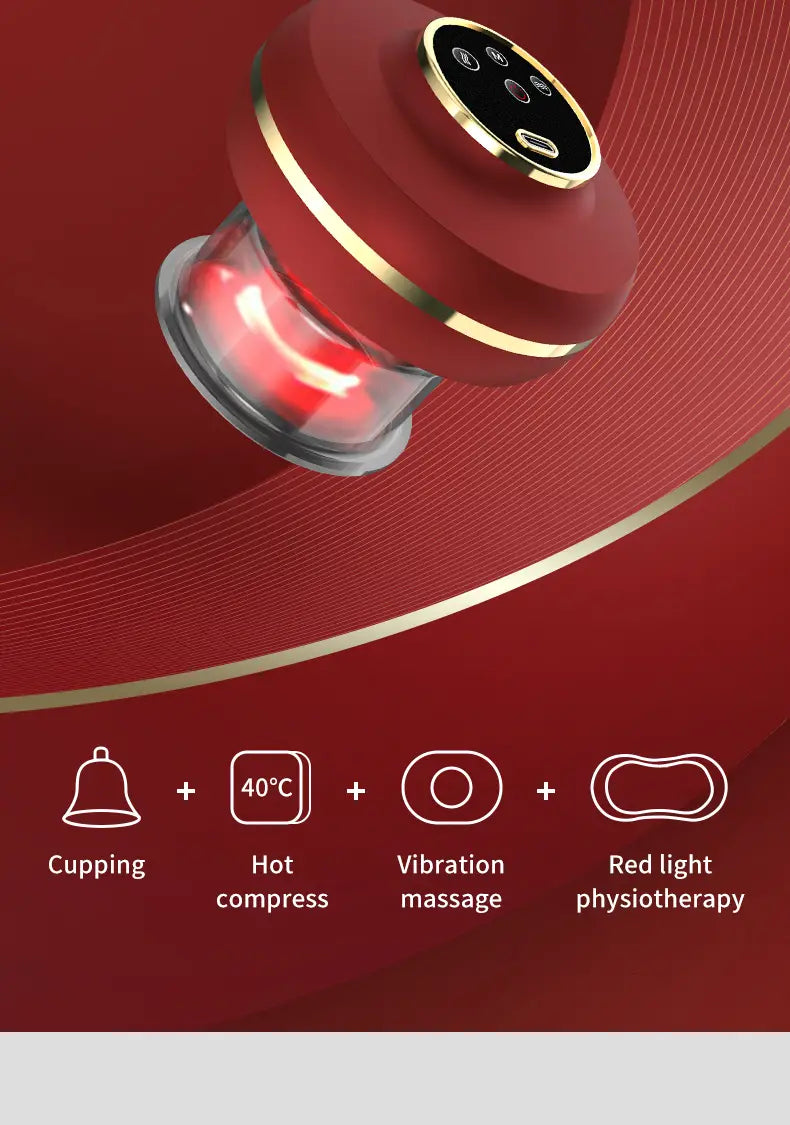 Portable Electric Cupping Massager with Red Light 2 Cups