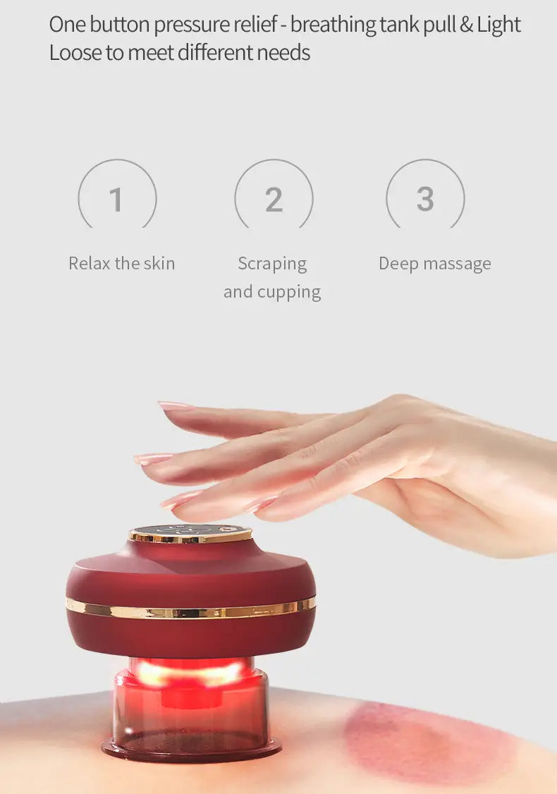 Portable Electric Cupping Massager with Red Light 2 Cups