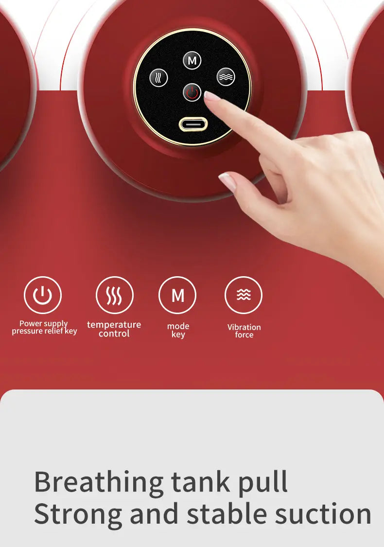 Portable Electric Cupping Massager with Red Light 2 Cups